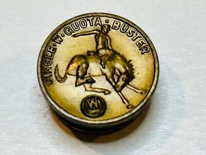 Vintage Circle W Bar Quota Buster Rodeo Bronco Horse Service Award Pin Badge - Picture 1 of 3
