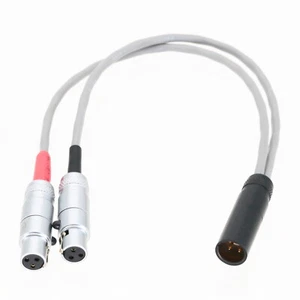 Mini-XLR 3-Pin TA3M to Dual 3Pin small-XLR TA3F 8" L2B2AT 1M2F Balanced Cable - Picture 1 of 4