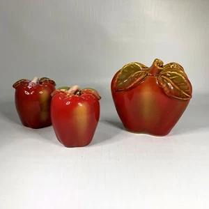 Farmhouse Apple Salt Pepper Shaker Napkin Holder Set Ceramic Country - Picture 1 of 8
