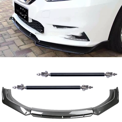 For Nissan LEAF Carbon Fiber Black Front Bumper Lip Chin Body Kit Spoiler Foto 1 de 4