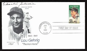 Charlie Silvera Signed 1989 FDC Lou Gehrig Cachet New York Yankees Autograph - Picture 1 of 2