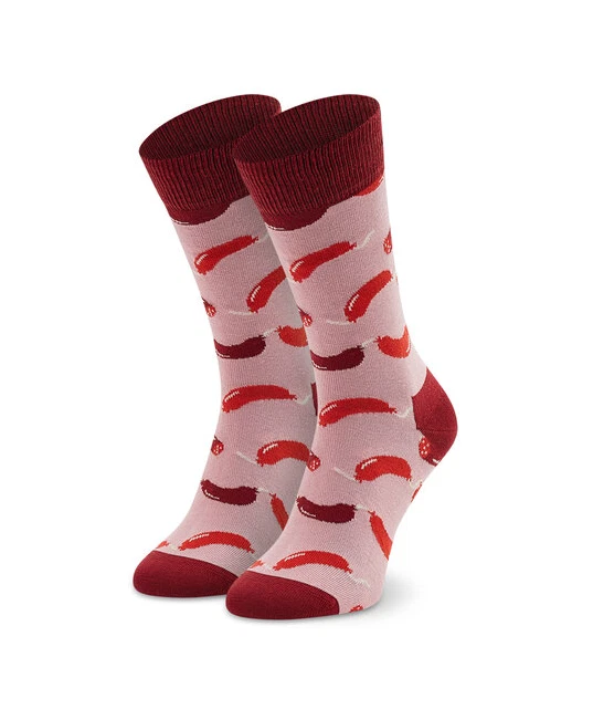 Meias Happy Socks rosa salsicha unissex algodão premium 1 par tamanho 4-7 - Imagem 1 de 1