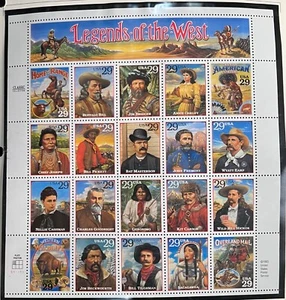 Both 2869 & 2870 Legends of the West Correct & Error Sheet Post Office Fresh MNH - Picture 1 of 2