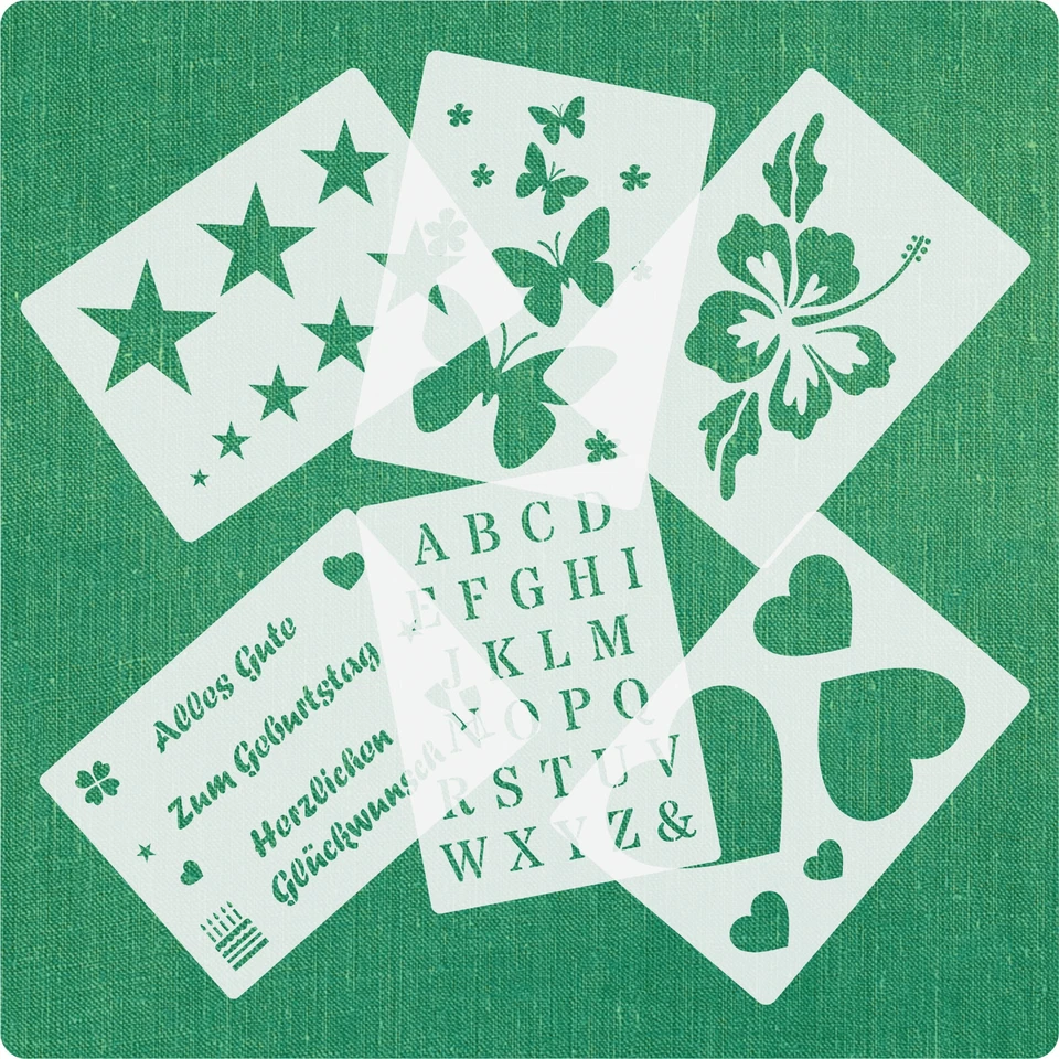DIY ♥  verschiedende Motiv-Schablonen • Blumen • Buchstaben • Herzen • Sterne - Bild 1 von 1