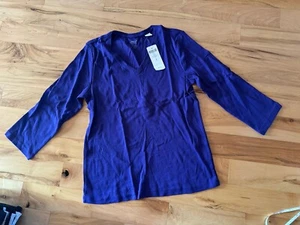 CHICO'S Women V Neck Tee 3/4 Length Sleeve Purple Size Medium NWT - Picture 1 of 6