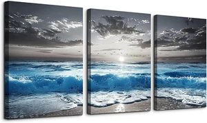 Beach Wall Art for Living Room Canvas Wall Decor for Bedroom Office Decorations - Picture 1 of 6