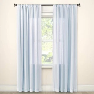 Simply Shabby Chic Light-Filtering Curtains Linen Blue Stripe (4) Panels 54"x84" - Picture 1 of 12