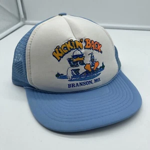 Vintage SnapBack Ball Cap Mesh Back “kickin Back” Branson, MO Rope Brim Blue - Picture 1 of 8
