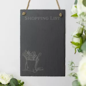 Shopping List Slate Hanging Board Kitchen Groceries Chalk Board Memo To Do List - Picture 1 of 6