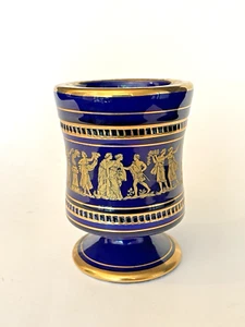 Vintage Neofitou Keramik Kobalt 24K Goldrand kleine Spyropoulos Vase - Bild 1 von 13