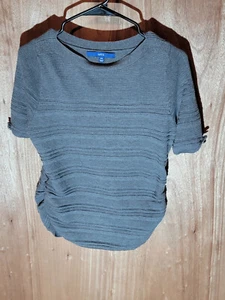 apt 9 blouse sweater womens size medium petite shortsleeve knit stretch gray - Picture 1 of 10