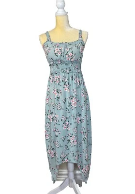 NOBO Fairy Coquette Smocked Padded Midi Dress Size M Green Floral Cottagecore - Image 1 of 4