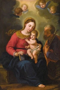 La Sagrada Familia | Escuela Boloñesa | Impresión Jesús Evangelio Renacimiento Siglo XVII - Imagen 1 de 9