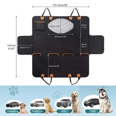 Dog Car Seat Cover & Hard Bottom Pet Car Back Seat Extender Hammock Waterproof - Image 1 of 4