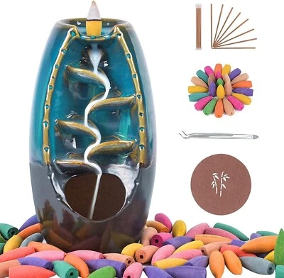 Ceramic Waterfall Backflow Incense Burner, Dual Sided Backflow Incense Burner Ce - Image 1 of 3