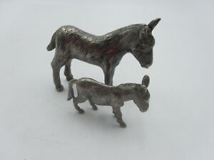 Pair Of Pewter Donkeys - One Large One Small. Large One Marked RM