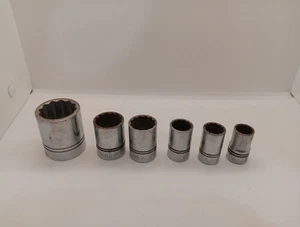 Vintage Williams 1/2 Drive 12pt Socket Lot Of 6. 1 1/4,15/16,7/8,11/16,5/8,9/16 - Picture 1 of 10