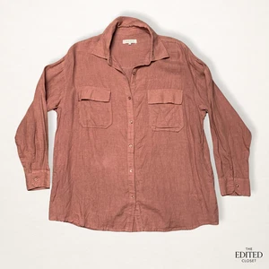 AERE ✦ DUSTY PINK LINEN SHIRT 16 ✦ COOL GIRL OVERSIZED ✦ QUIET Coast LUXURY VIBE - Picture 1 of 8
