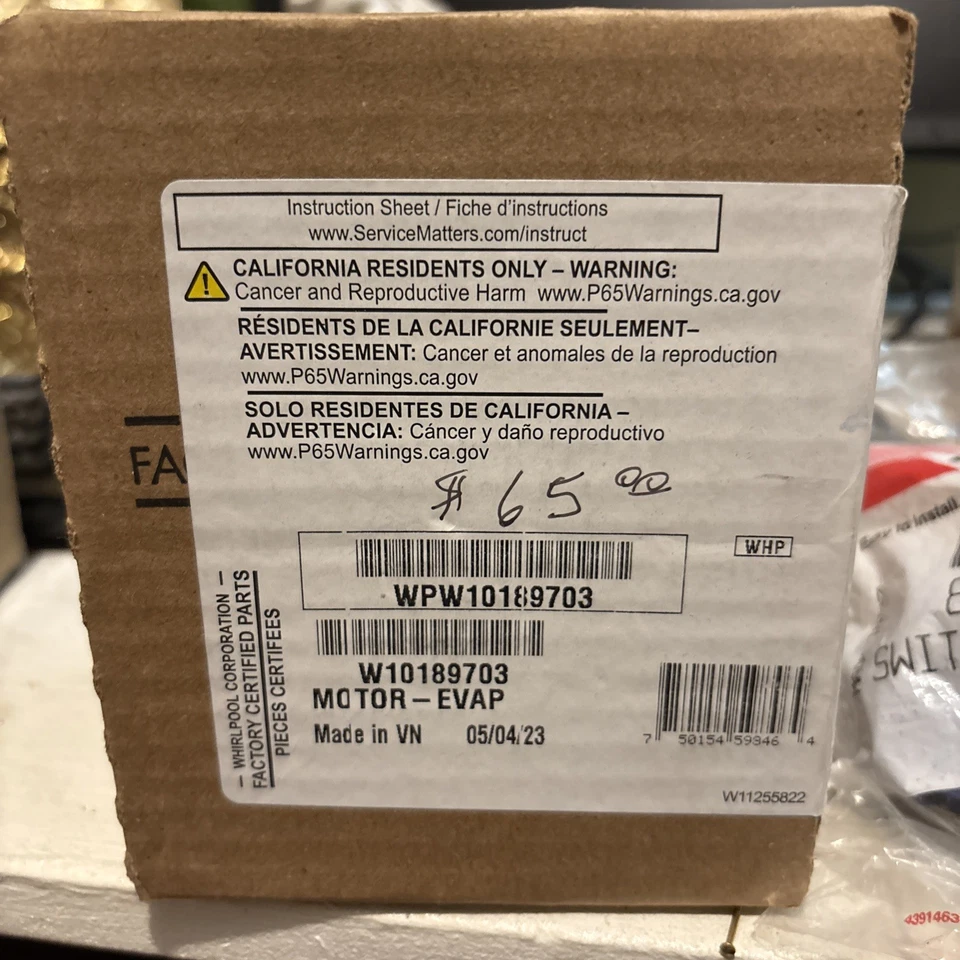 Motor ventilador evaporador para refrigeradores GE WR60X31522, WR60X31523, WR60X28783 Foto 1 de 1