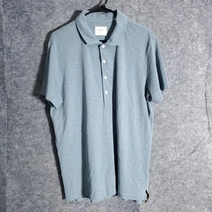 Camisa Polo Billy Reid Para Hombre Grande Azul Algodón Pima Manga Corta Informal Logo - Imagen 1 de 9