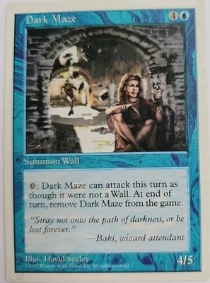 MTG Magic The Gathering Card Dark Maze Summon Wall Blue 1997 - Image 1 of 2
