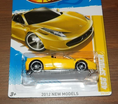 2012 Hot Wheels New Models - Ferrari 458 Spider - Yellow - Protector - Image 1 of 3