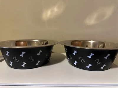 2 Large Stainless Steel Dog Bowl Non-Skid Heavy Duty Pet Feeding Dish 48oz New - Image 1 of 4