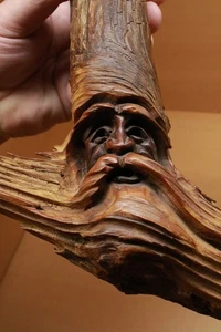 Vintage P Wells Bäume des Geheimnisses Souvenir Holzschnitzerei Gesicht Wald Geist Volk - Bild 1 von 20