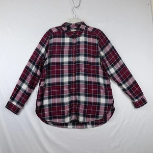 American Eagle Shirt Womens Large Pink Plaid Boyfriend Fit Flannel Soft Top - Picture 1 of 12