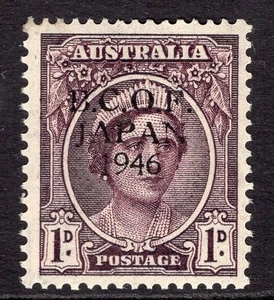 AUSTRALIA (BCOF JAPÓN) 1946-47 1D MARRÓN-PÚRPURA CON SOBREIMPRESIÓN A PRUEBA DE NEGRO PERFUME - Imagen 1 de 1