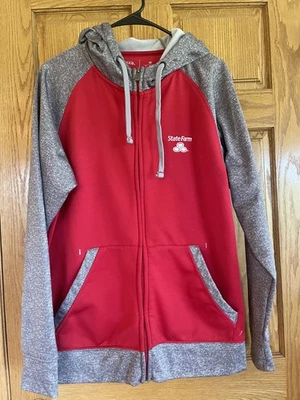 State Farm Insurance Rojo Gris Jersey Sudadera con Capucha Para Hombre Mediana Foto 1 de 4