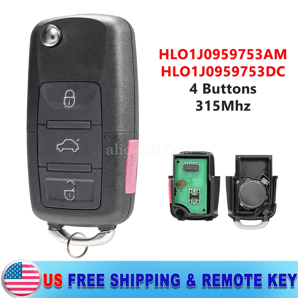 Mando a distancia sin llave abatible para Volkswagen Beetle 2002 2003 2004 2005 NBG735868T Foto 1 de 4