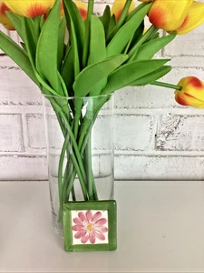 Vintage Miniatur Blume Wandbehang Fliese 2,5" Quadrat - Bild 1 von 4