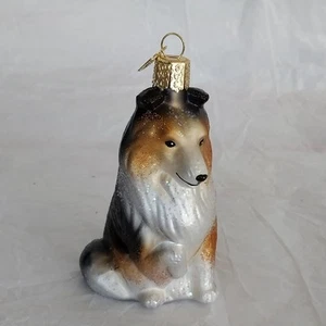 OWC Old World Christmas Glass Glitter Sheltie Dog Paw Up Figurine Ornament 4" - Picture 1 of 7