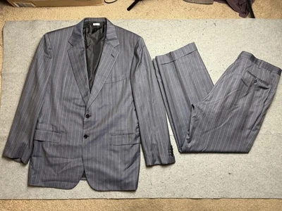 Brioni For Neiman Marcus Suit Mens 46R Gray Pinstripe Wool 2 Button Italy - image 1 of 4