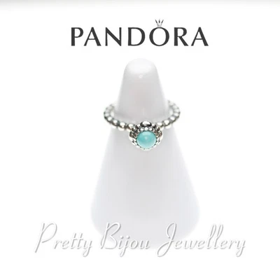 Pandora May Birthday Bloom Stackable Silver Ring with Chrysoprase (UK Size I) - Image 1 of 4