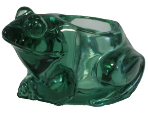 Vintage Spanish Green Glass Frog Votive Holder Tea Light Indiana 5" Long Heavy - Picture 1 of 4