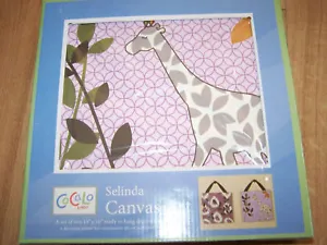Selinda Canvas Art Cocalo Baby Nursery Decor Giraffe & Flowers 2 Wall Hangings  - Picture 1 of 2