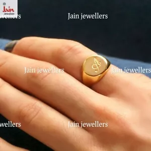 18 Kt Solid Yellow Gold Initial Letter A Custom Ring Size 6 7 8 9 10 11 12 13 - Picture 1 of 6