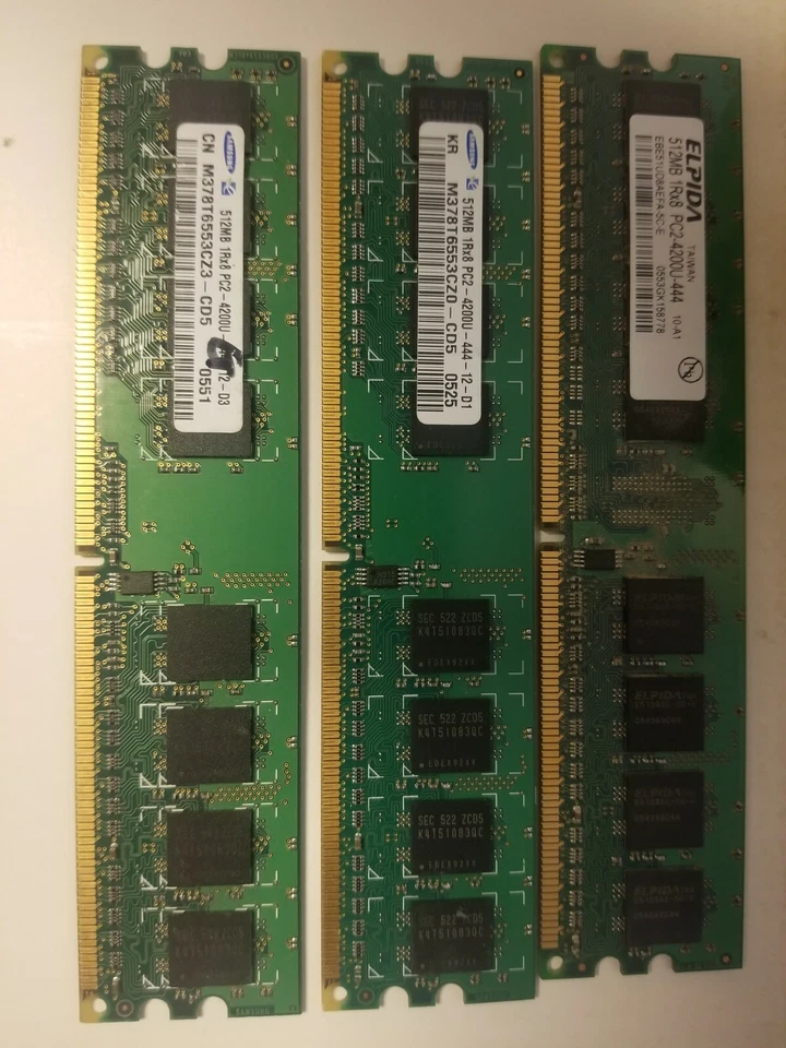 512MB DDR2 PC2-4200U 533MHz 1Rx8 M378T6553CZ0-CD5 - Image 1 of 1