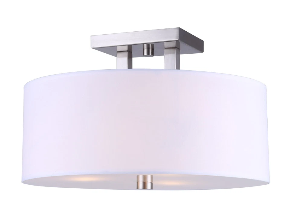 Semi-Flush Mount Brushed Nickel ,White Linen, Etched white glass 3lt - Изображение 1 из 1