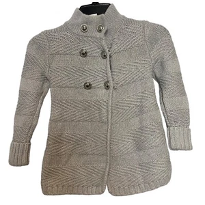 Max Studio Girl Grey Cable Knit Button Up Size Small (4) Cotton - Picture 1 of 5
