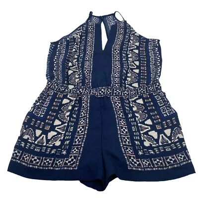Женский комбинезон без рукавов синий без рукавов, геометрический принт размер маленький, подержанный - Изображение 1 из 4