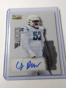 C.J. Brewer 2022 Wild Card Matte #MB-17 White RC Coastal Carolina Buffalo Bills