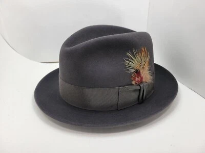 DOBBS DAYTON 1 GRAPHITE GRAY FUR FELT HAT FEDORA MADE IN USA - Image 1 of 4