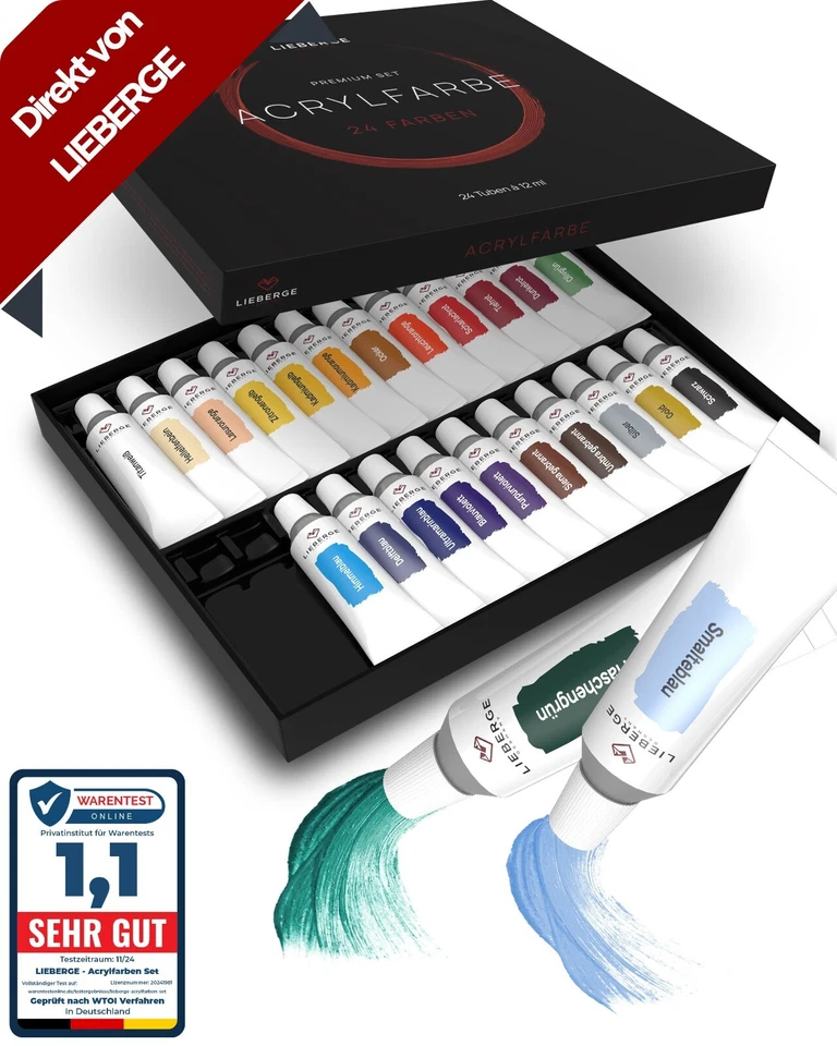 Acrylfarben | 24 Farben à 12ml | Hohe Deckkraft – Direkt von LIEBERGE