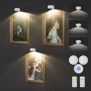 Confezione Da 3 Luci Senza Fili per Quadri a Batteria, Con Telecomando, 3 Modali - Foto 1 di 12