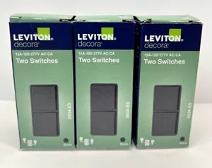 Leviton Decora 15 Amp Single-Pole Dual Rocker Switch, Black - 5634-ES / 3 PACK - Picture 1 of 3