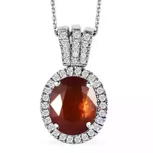 GORGEOUS!! 4.65ctw Tangerine Kyanite & Moissanite Necklace 20" Platinum Plated - Picture 1 of 7