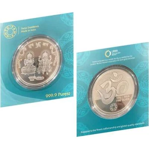 999 Pure Silver Ganesha Lakshmi MMTC Certified 100 Gram Sealed Coin - Picture 1 of 12